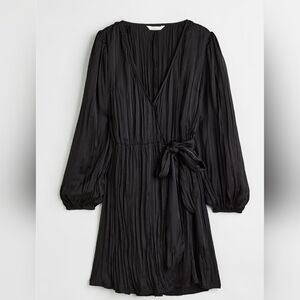 H&M Pleaded Wrap Dress With Balloon Sleeve